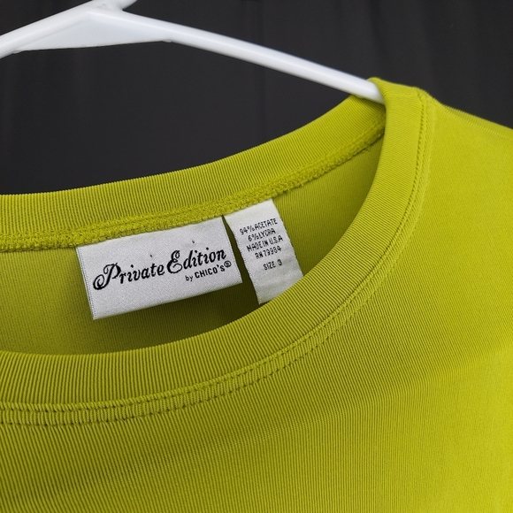 Chicos Slinky T-Shirt Women XL Lime Stretch Short Sleeve Round Neck Travel - Picture 5 of 5